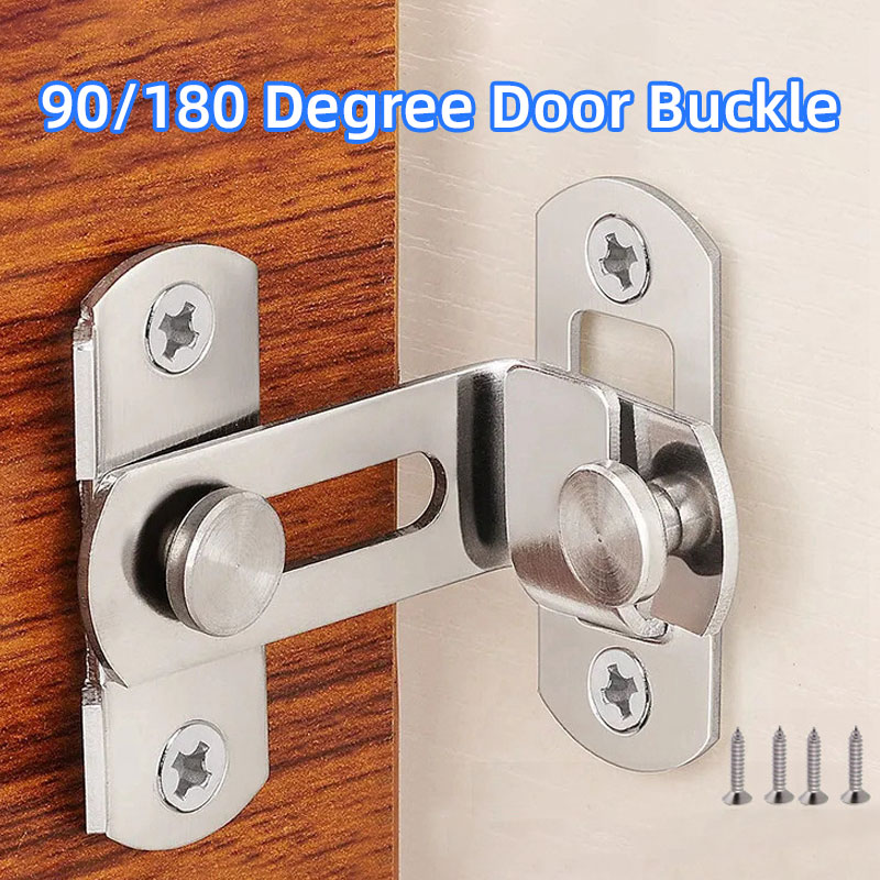 Door Lock Guard Latch Bolt 90°/180° Stainless Steel Toggle Latch Sliding Barn Door Lock Wine Cabinet Closet Right Angle Lock