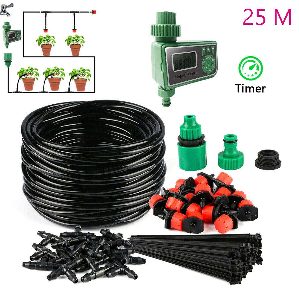 25M DIY Drip Irrigation System Automatic Watering Irrigation System Kit Garden Hose Micro Drip Watering Kits Adjustable dripper