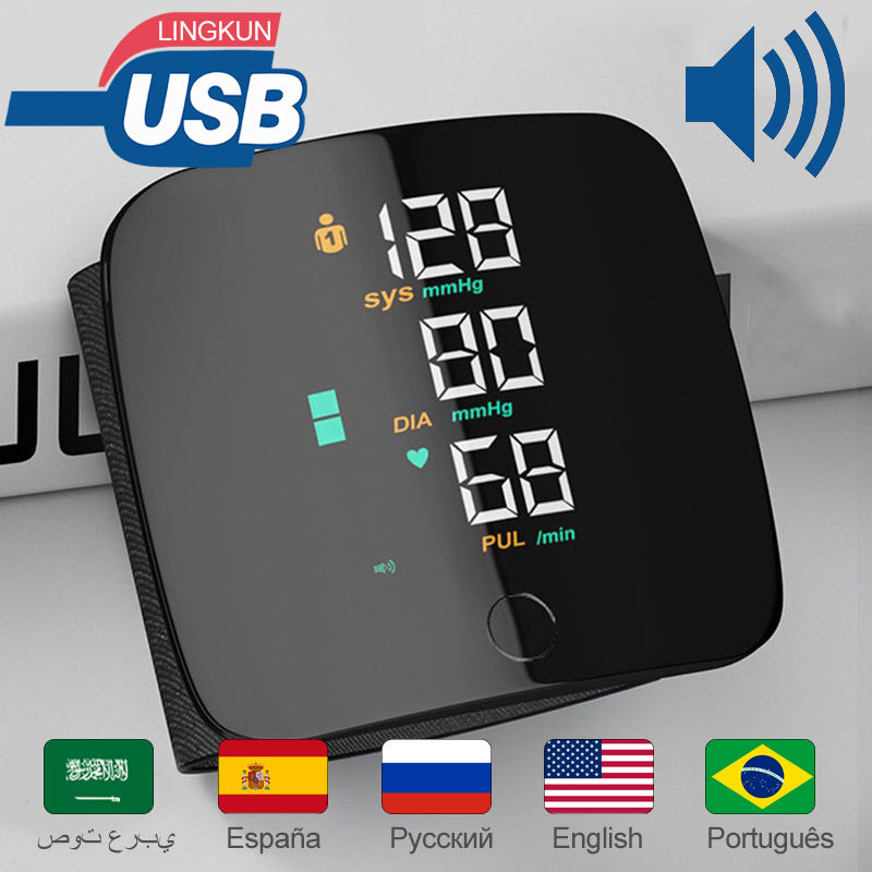 Handgelenk Typ Blutdruck messgerät LED-Anzeige schnelle Messung digitales Tensiometer BP Tono Meter Herzfrequenz USB wiederauf ladbar