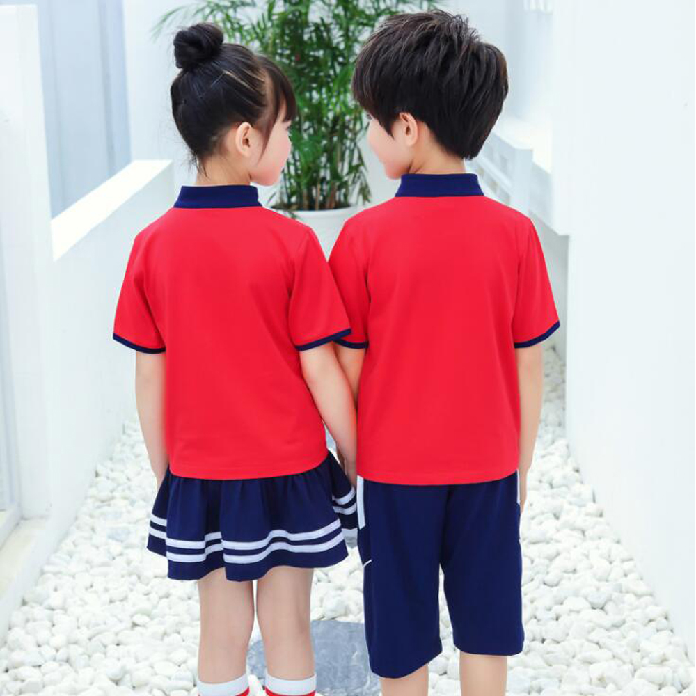 Red Plus Size Adults Children's Primary School Uniform Teen Students Chorus Costumes Kids Summer British School Uniforms Outfits