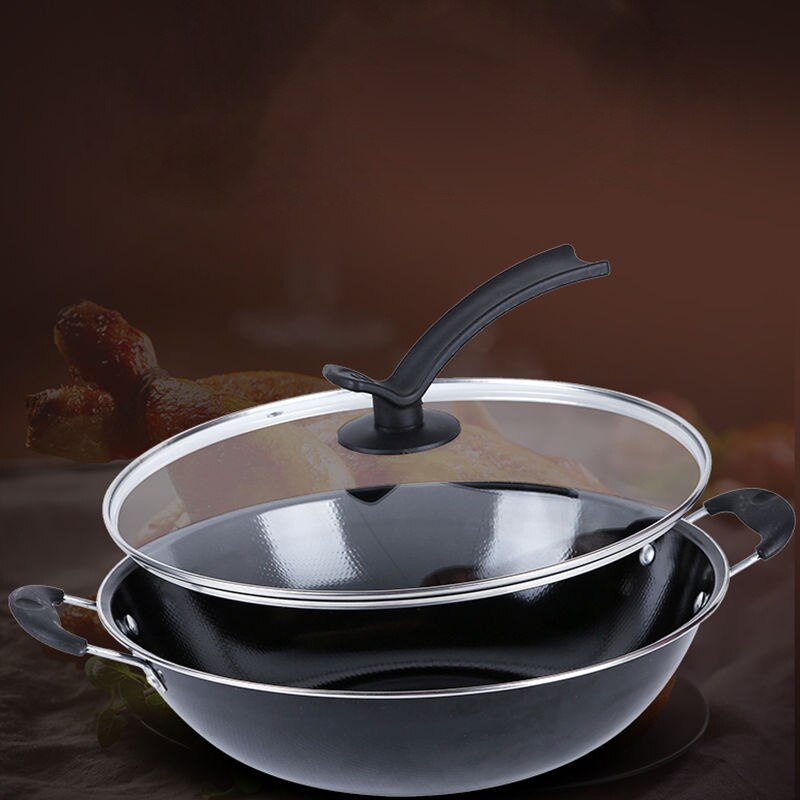 Wok Emaille Pot Ongecoat non-stick Fornuis Huishouden Inductie Kookplaat Speciale Emaille Wok Kolen Gasfornuis voor Ijzeren Pan keuken Potten