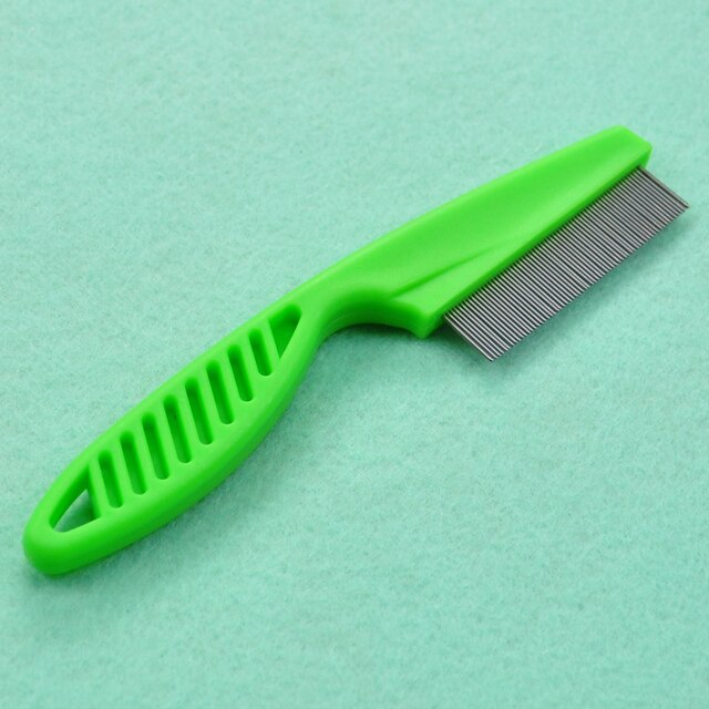 Pet Animal Comb Dog Cat Care Protection Flea Comb Stainless Steel Comfort Flea Hair Grooming Comb Dogs Care Supplies: green / M