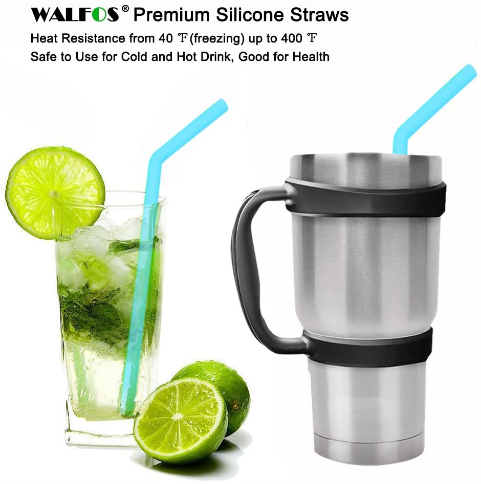 Walfos 6 styk genanvendelige silikone drikkesugerør fødevarekvalitet almindelig størrelse til at drikke