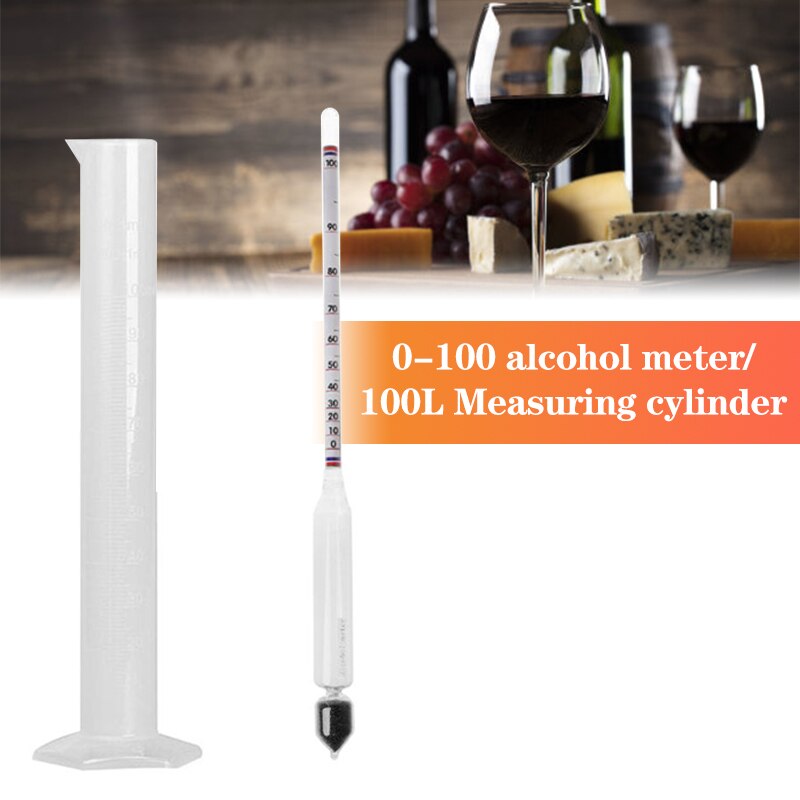 4 Uds hidrómetro alcoholímetro de 0 a 100% alcoholímetro de + termómetro de vino Metro Vintage medidor de concentración de Alcohol herramienta