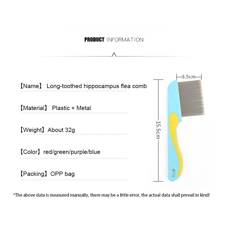 1Pcs Pet Dogs Cats Anti Lice Comb Stainless Steel Long And Short Needle For Deworming Eggs Knot Grooming Flea Combs Dog Supplies