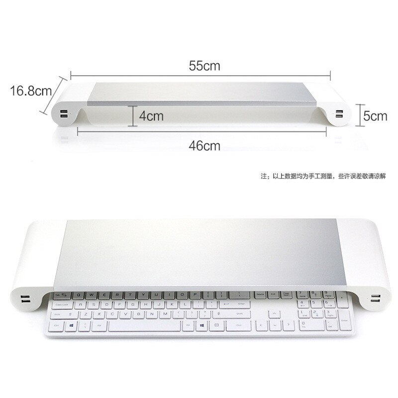 Stasjonær aluminiumsmonitor bærbar pc-stativ mellomromstasten sklisikker skrivebordsstige med 4- porter usb-lader for imac, pro, air