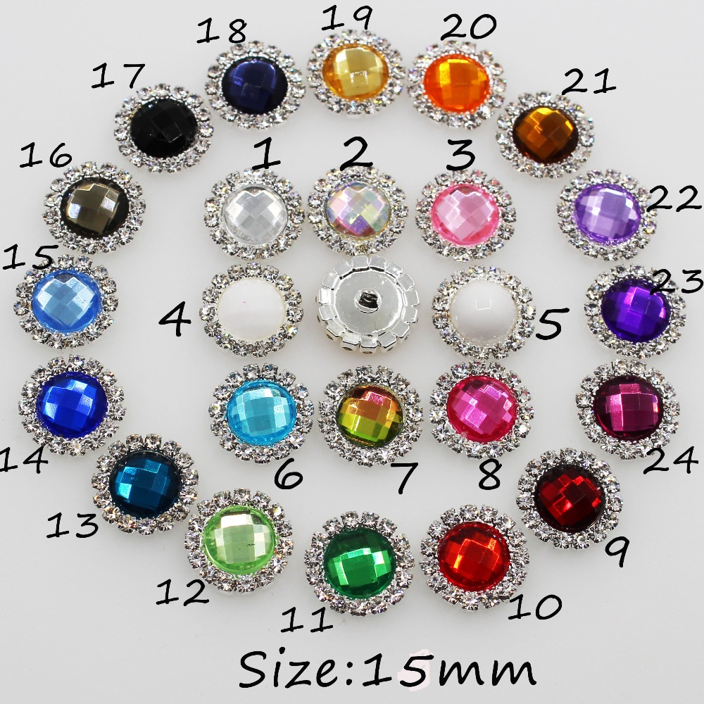 10 st 15mm naaien kleding Rhinestone shank knoppen Clear Crystal Acryl Bruiloft decoratieve DIY kleding ambachten accessoire