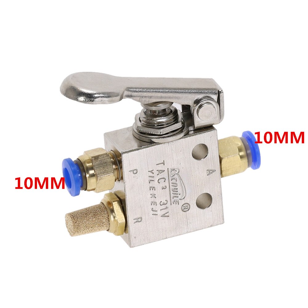 Mechanical Valve TAC2-31V 1/8" Thread 2 Position 3 Way Spring Return Lever Air Pneumatic switch Valve w Fittings: 10MM