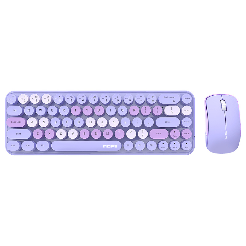 2.4G Wireless Keyboard and Mouse Combo 68 Round Keys For PC Desktop Laptop: PURPLE