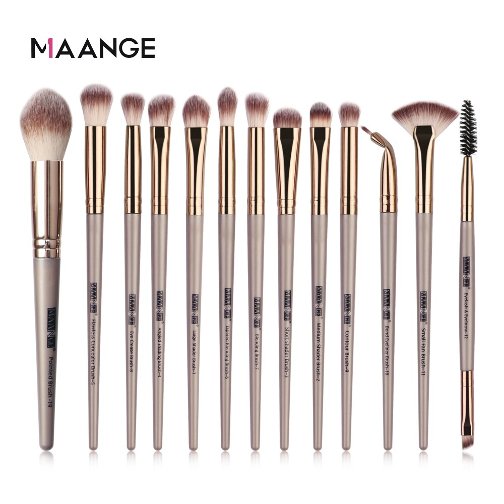 Maange 13 pçs pincéis de maquiagem conjunto profissional sombra fundação blush pó eyeliner eyelash lábio compõem escova cosméticos ferramenta: 13pcs Brown