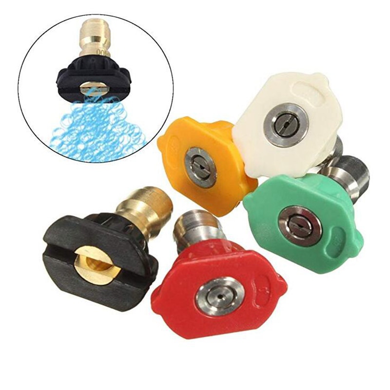 5 Pcs Package High Pressure Washer Spray Nozzles Tip Set Variety Degrees Quick Connect for Gas Power Pressure Washers