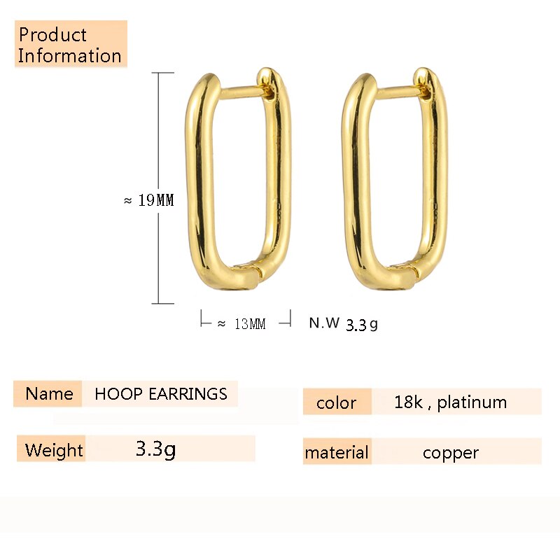 Small Geometrical Solid Oval Earrings Gold Silver Color Small Hoop Earrings For Women Prevent Allergy Jewelry