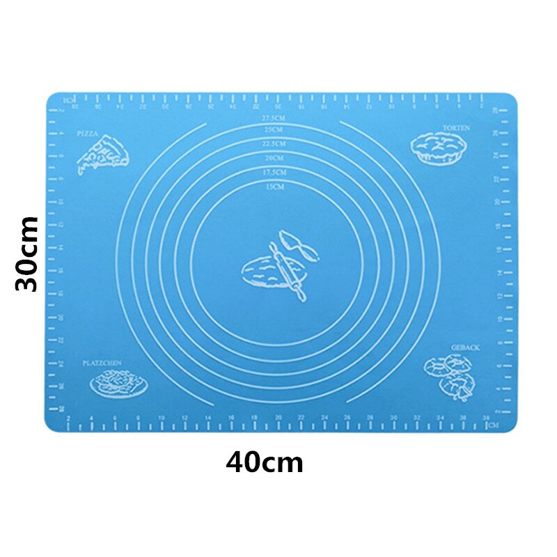Extra Large Silicone Pastry Mat Extra Thick Non Stick Baking Mat with Measurement Fondant Mat Counter Mat Dough Rolling Mat: 30X40cm blue