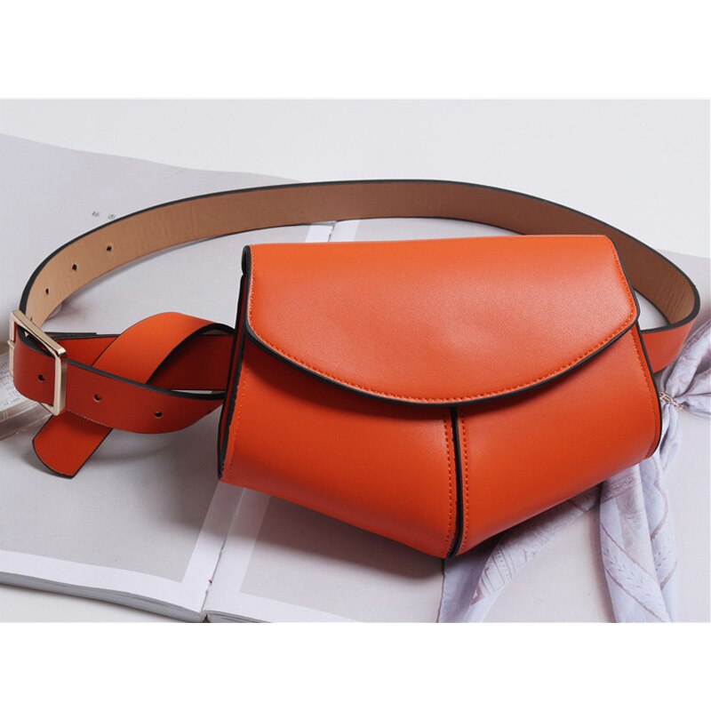 Fanny Pack Vrouwen Riem Tas Serpentine Vintage Taille Zakken Meisje Mode Bum Pouch Telefoon Lederen Borst Packss LW0808: Orange