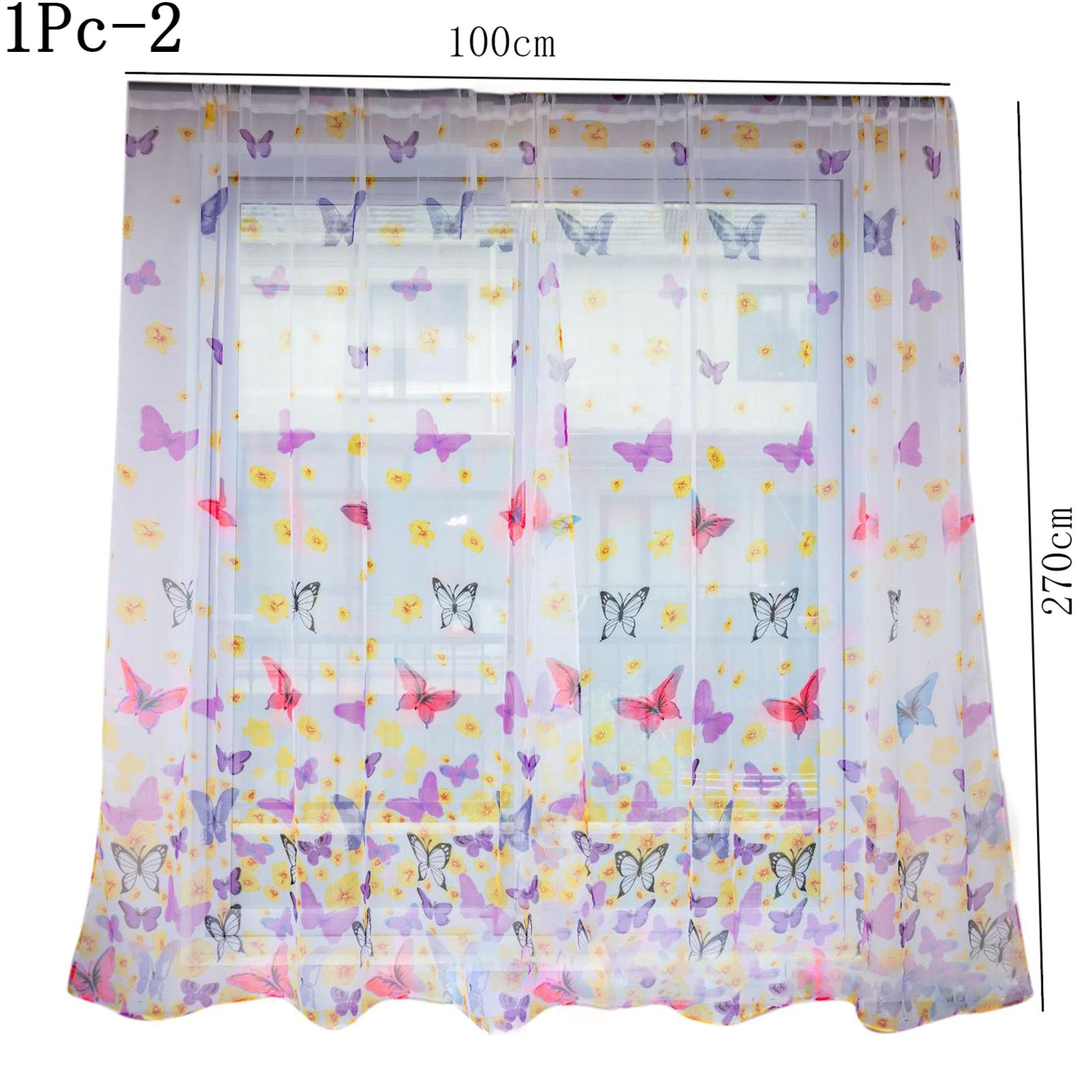 1Pc/2Pcs Soft Curtain 1*2m / 1*2.7m Lightweight Voile Curtain Reusable Polyester Peony Flower Printed Curtain Room Decoration: Yellow