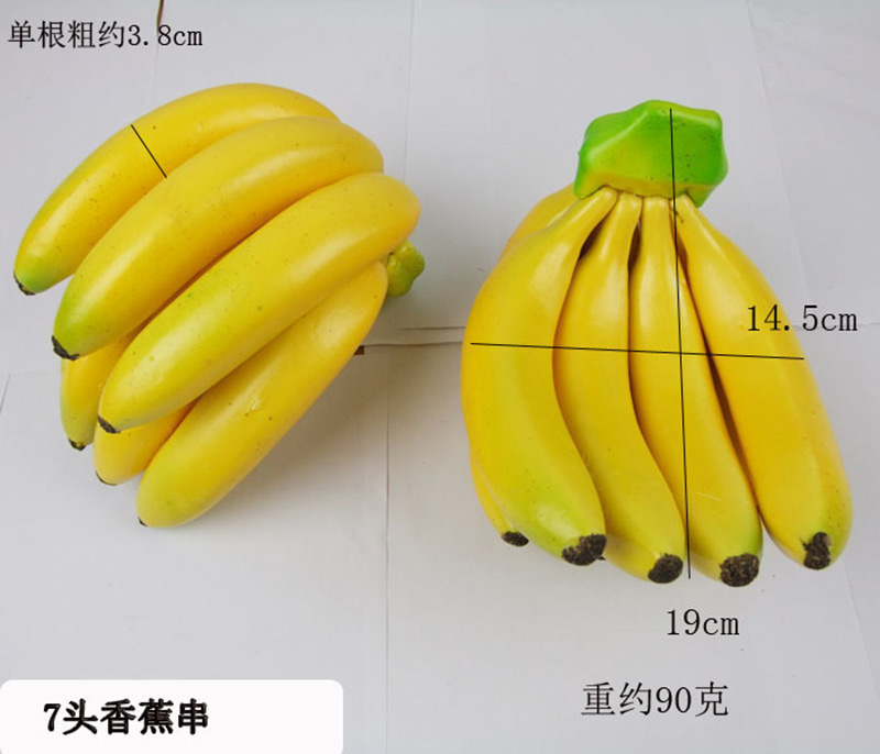 Kunstig banan kejser banan frugt model køkkenskab dekorative foto rekvisitter: 7 hoveder