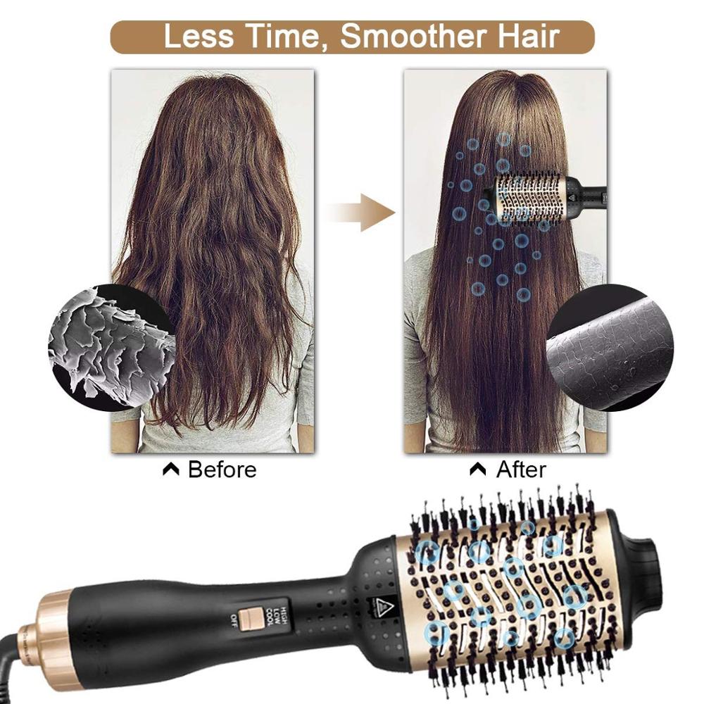One Step Hair Dryer & Volumizer Air Brush Roller Straightener Curler Negative Ion Air Blow Dryer Types Styler Comb Brush