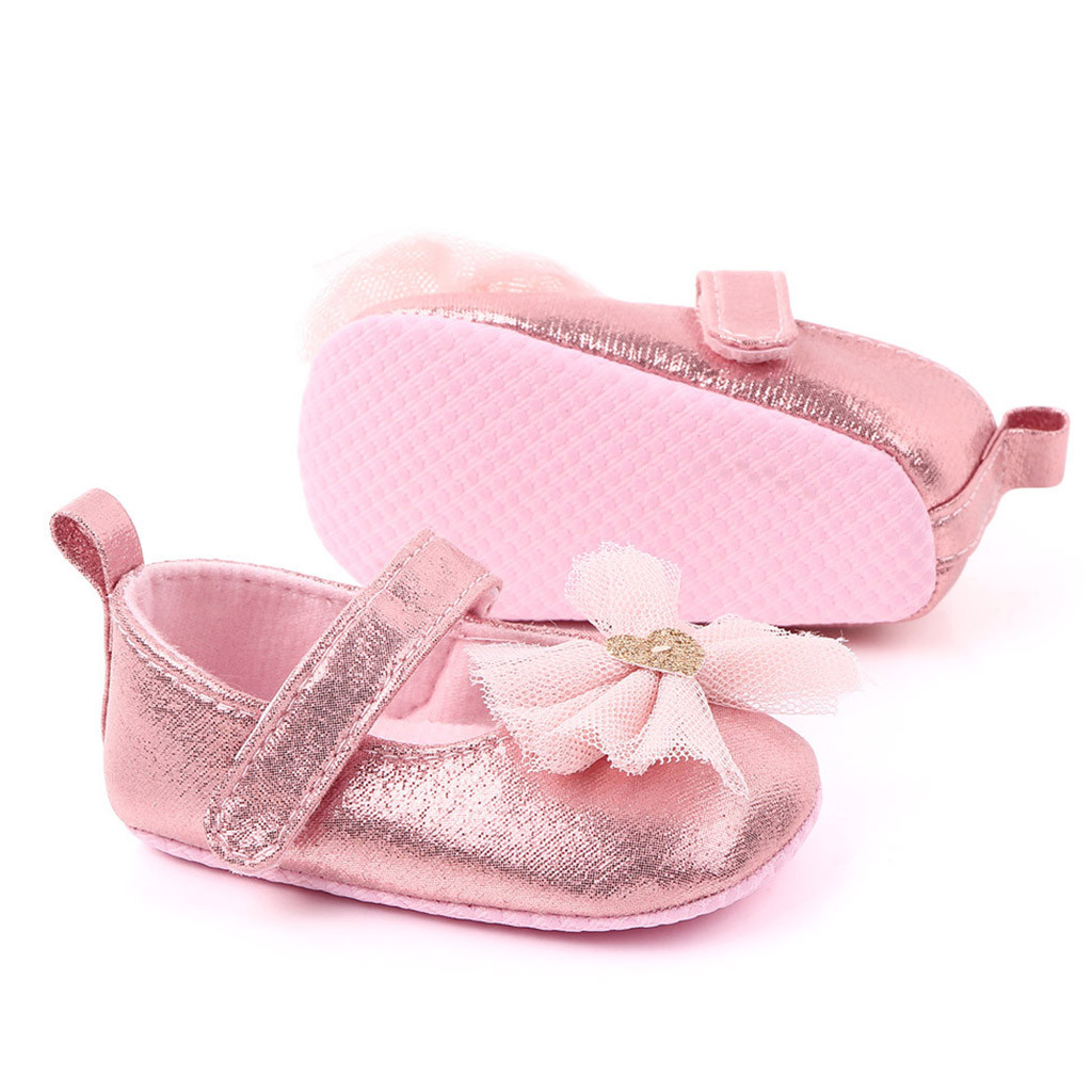 Sapatos de bebê menina, sapatos confortáveis de borboleta para os primeiros passos, sapatos de criança, laço, cor sólida, gancho & loop, fivela, todas as estações sapatos com calçados