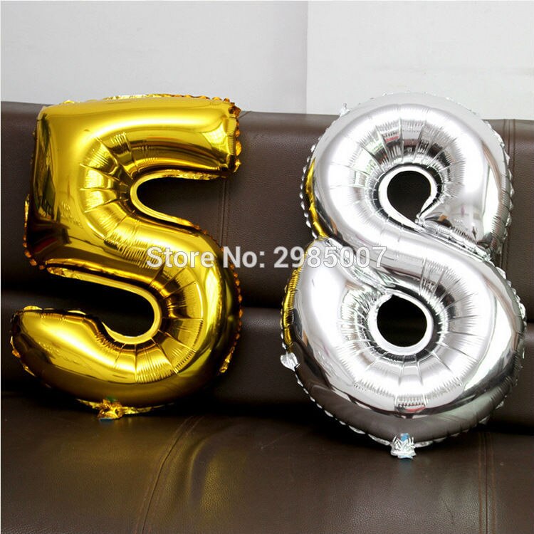 32inch Number foil balloons blanco gold silver big ballon number 1 2 3 4 5 6 7 8 9 0 optional age birthday party