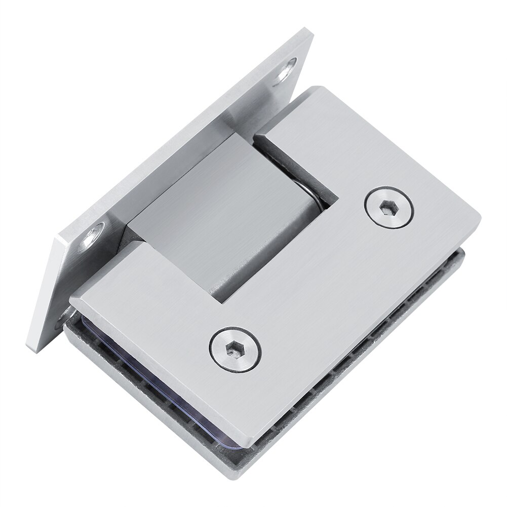 GZhaizhuan 4 stuks glazen scharnieren, verstelbare deurklemmen, glazen deurscharnier voor 5-8 mm dikte, met schroeven, transparante folie, schroevendraaier (zilver