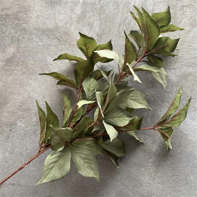One Silk Filbert Tree Leaf Branch Artificial Hazel Greenery Plant for Green Wall Floral Decoration: green