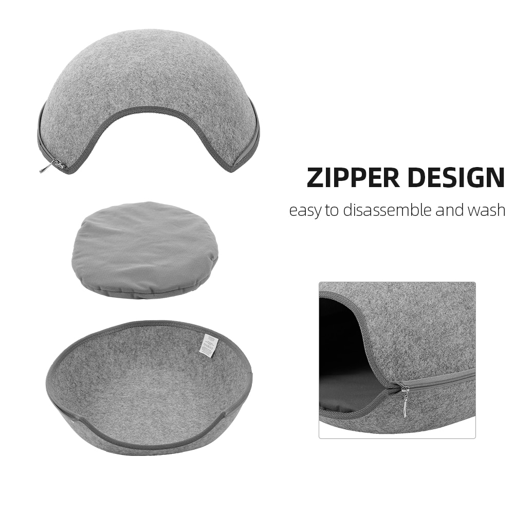 Feutre naturel grotte pour animaux de compagnie pour chat gris/bleu/rose maison pour animaux de compagnie chat lit maison avec coussin fermeture éclair animaux produit toutes les saisons