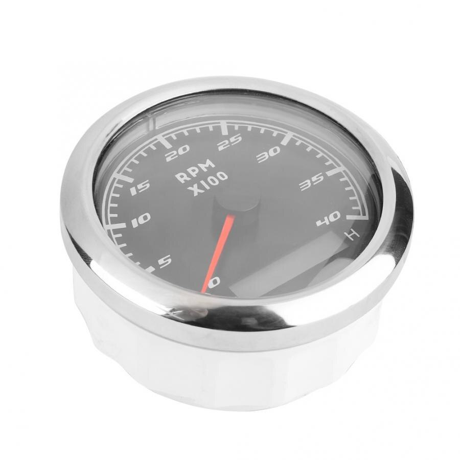 3.3in Boat Tachometer Marine Tacho Meter Gauge LCD Hourmeter 12V/24V Metal Tachometer