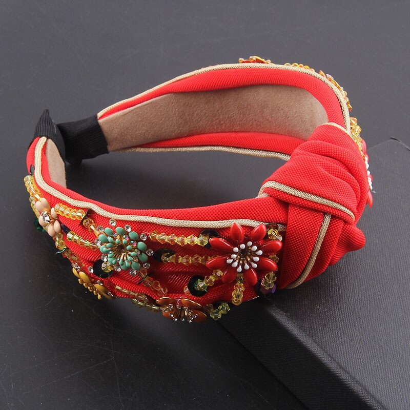 Bohemian flowers wrapped personality dance headband Colorful crystal flower geometric metal versatile headband 865: 1