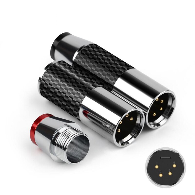 Mélangeur de Microphone XLR à 4 broches, en acier inoxydable, en Fiber de carbone, adaptateur mâle, amplificateur Balance, prise Audio