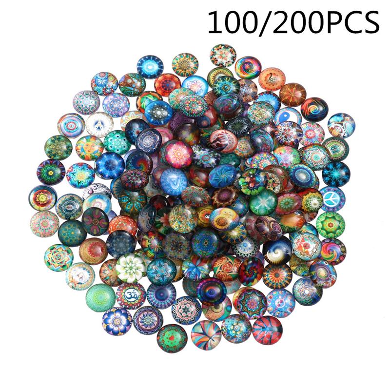 ROSENICE-Baldosas redondas mixtas de mosaico para manualidades, suministros de mosaico de vidrio para fabricación de joyas, 100/200 Uds., 12/14mm