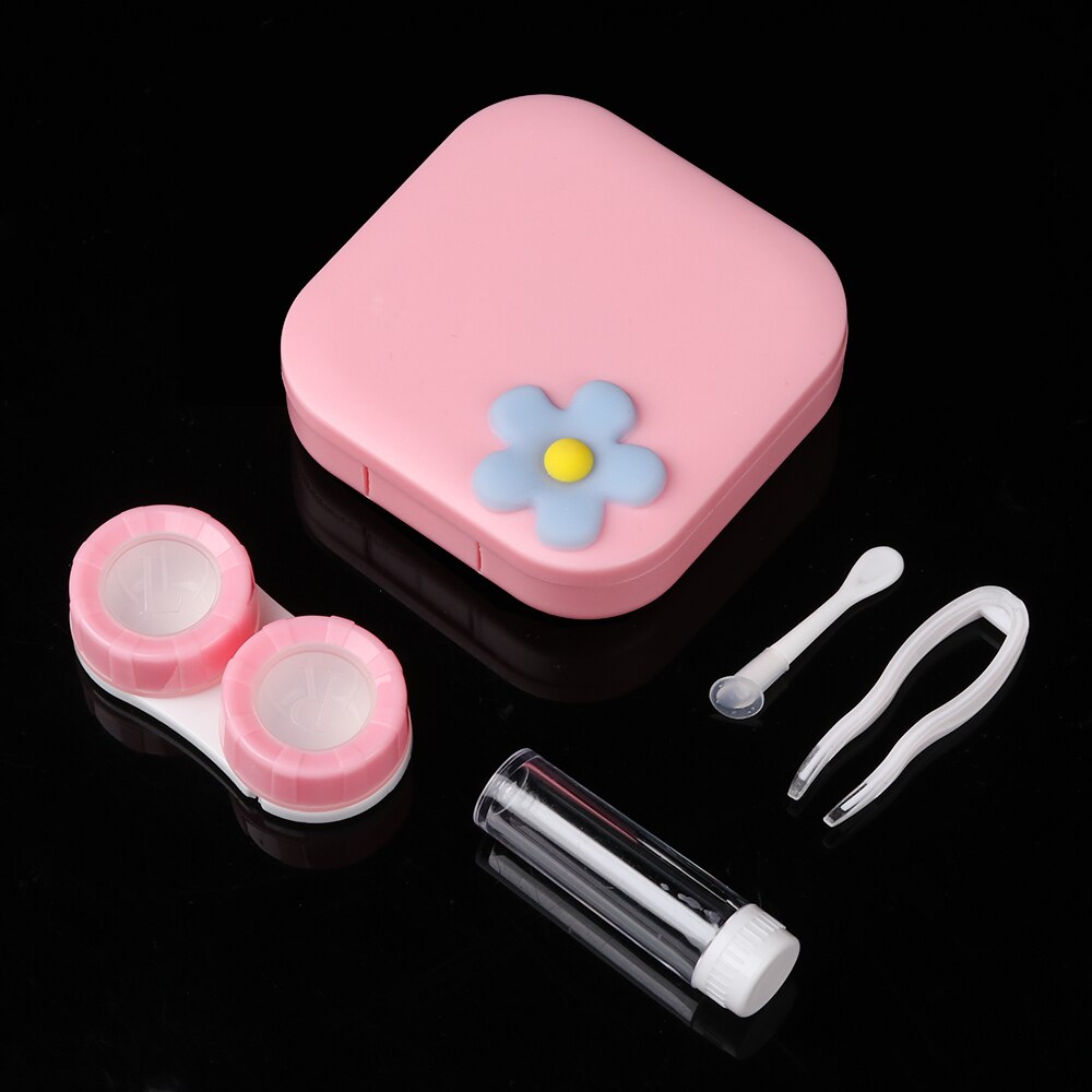 Portable Contact Lens Box Flower Eye Contact Lenses For Eyes Contacts Lenses Box Travel Eyes Care Kit