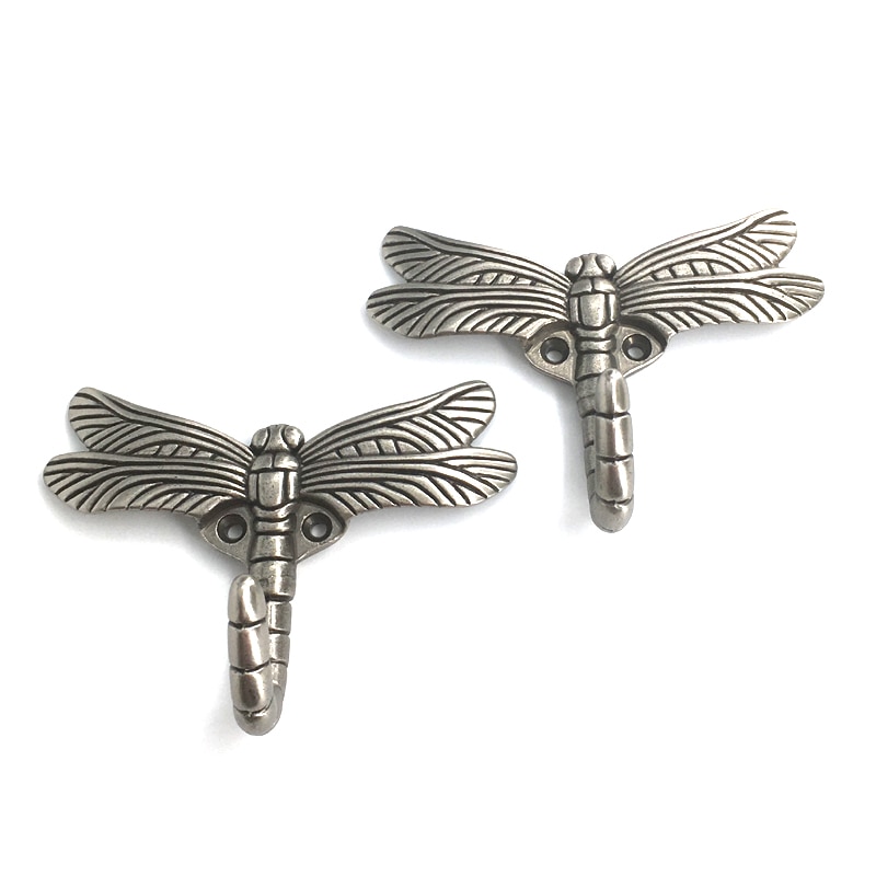 2pcs Dragonfly Shape Wall Hook Key Holder Wall-Mounted Hooks For Hanging Coat Hanger Metal Hooks For Clothes