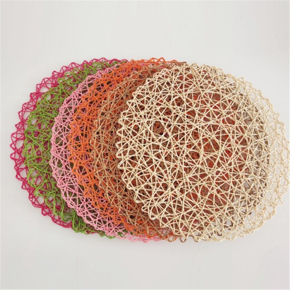 4Packungen Runde Papier gewebte Tischsets Holz tischsets Rattan tischsets Braun Papier Stroh tischsets für Esszimmer Party Hochzeit