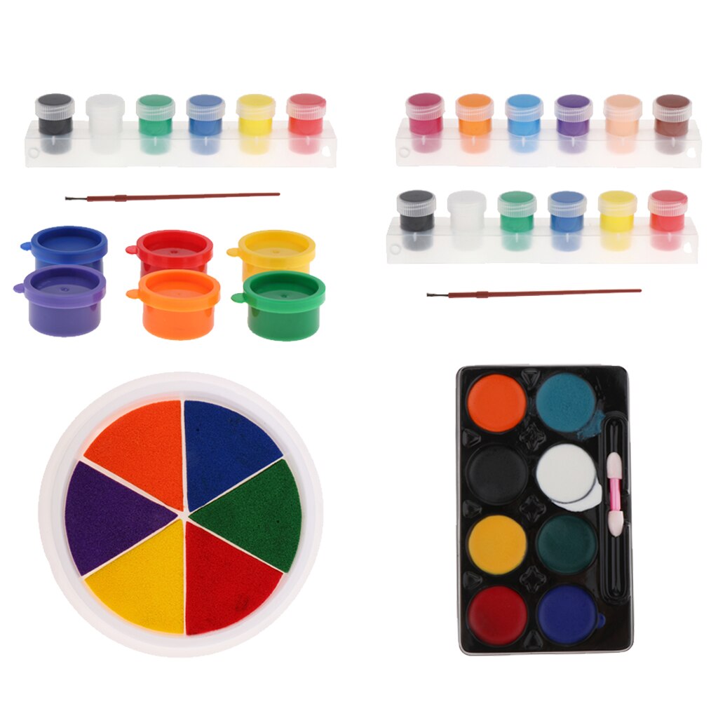 Kids Children DIY Finger Graffiti Painting Colorful Rainbow Ink Pad - 6 Vivid DIY Colors in Round Box