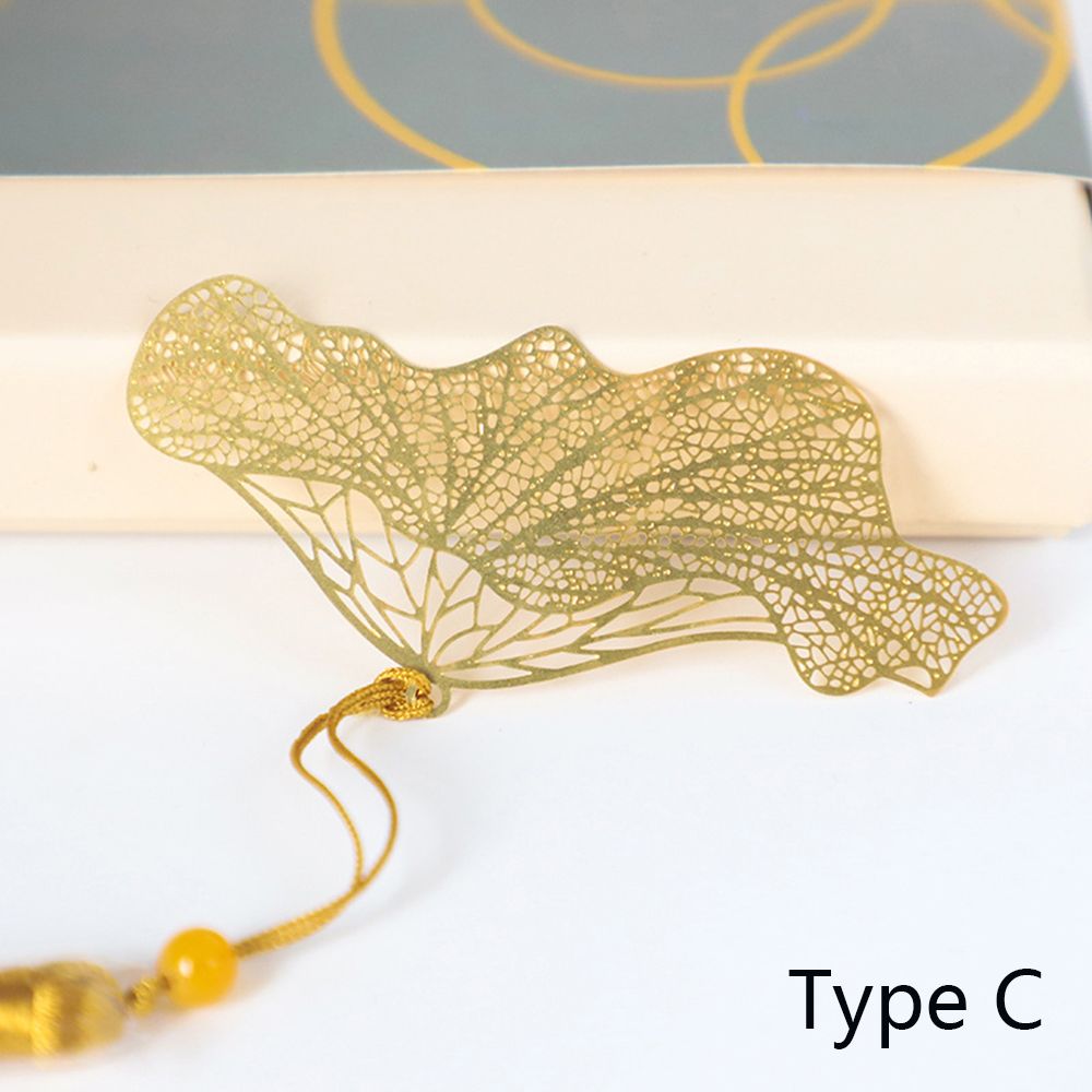 Metal Leaf Bookmark Hollowed Out Brass Leaf Vein Cultural Student Supplies Office School Stationery Accessories: C