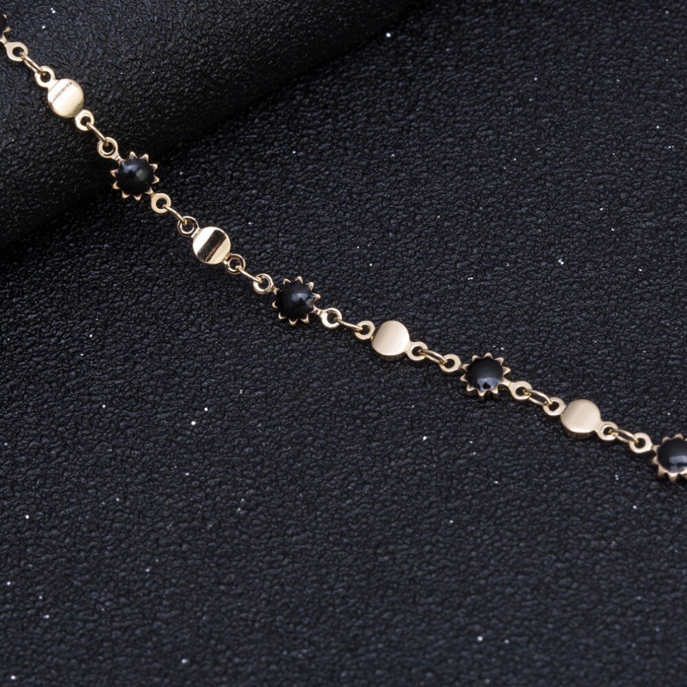 Perline di Cristallo Del Fiore Cavigliera per Le Donne Nero Del strass Delle Ragazze Gamba Sandali Catena di Perline Gioielli Piede a Piedi Nudi uncinetto Caviglia Braccialetto