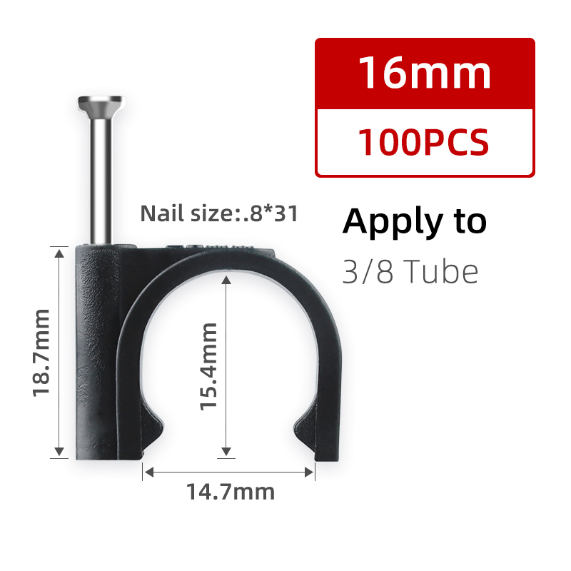 100Pcs Round Plastic Cable Clips Holder 16/18/20/22/25MM Electrical Wire Clasp Cord Tie Wall With Nail Circle Clamp 3/8 Tube: Yellow