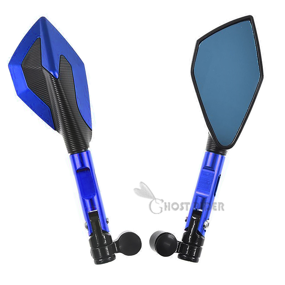 For YAMAHA XJ6 DIVERSION XJ6 600 900 XJ600 CNC Aluminum Motorcycle Handlebar Rear View Mirrors Blue Anti-glare Mirror