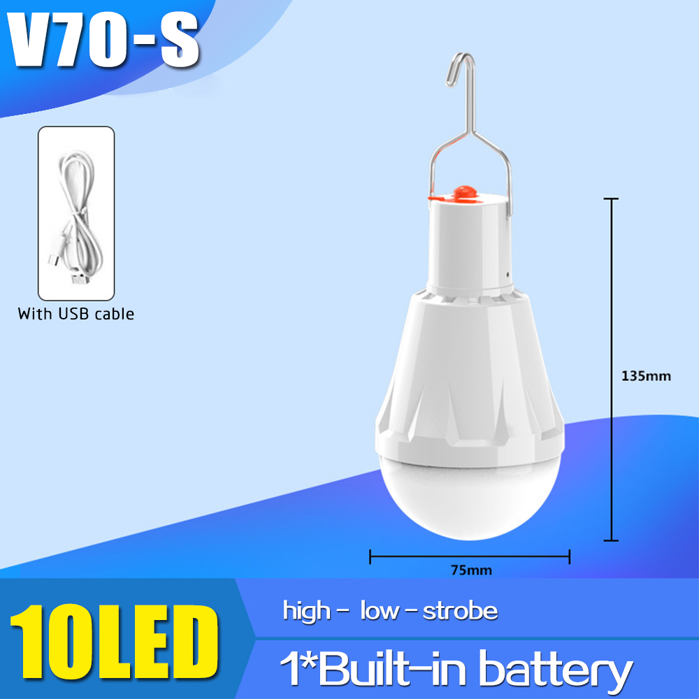 300W 3 Side Solar Opladen Lamp Licht Outdoor Mobiele Nacht Marktkraam Lamp Met Ingebouwde Batterij Led Solar gloeilamp Met Haak: S no solar