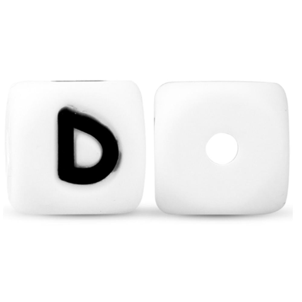 10 Stuks 12mm Brief Siliconen Kralen Kubus Wit Alfabet Kralen A-Z Losse Afstand Kralen Diy Armband Sieraden Accessoires