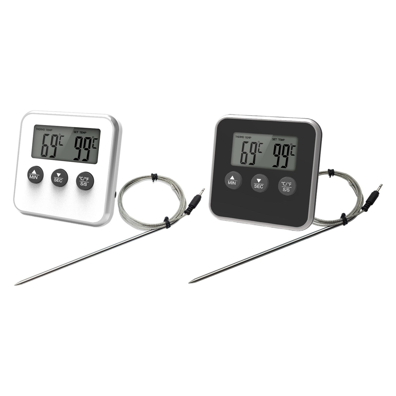 Kitchen Instant Read Meat Thermometer °F/°C Timer Multi-Functional Stainless Steel Probe