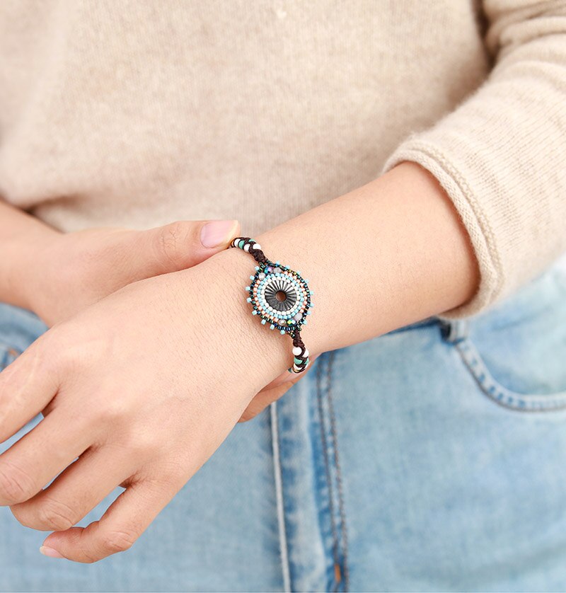 JOYA GIFT Adjustable Wrap Bracelet - Bohemian Braided String With Beads For Women & Girls