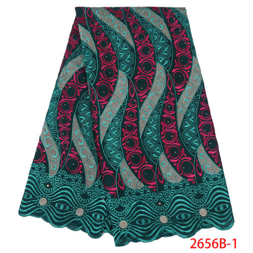 Latest African Cotton Lace Fabric Swiss Voile Lace in Switzerland Nigerian Laces with Stones KS2656B-3: Picture 1