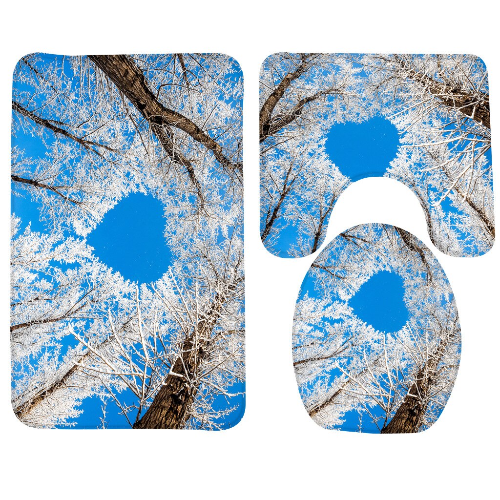 3 Pcs Bath Mat Set Rose Pattern Toilet Mat for Three Sets of Bath Mat Anti Slip Bathroom Rugs and Carpets: 012