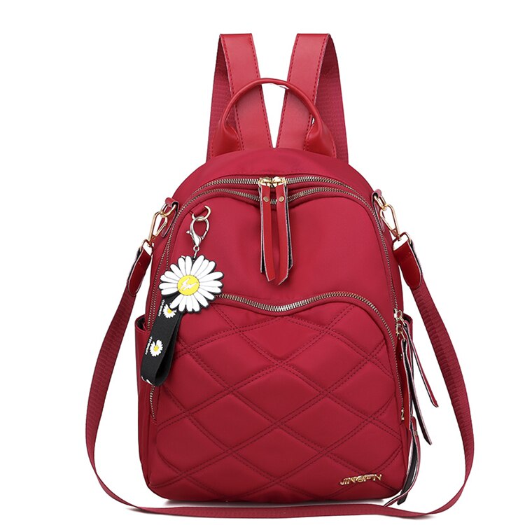 Mochila feminina de pano, mochila feminina de pano oxford, bolsa de ombro escolar para meninas adolescentes, mochila leve para viagem: Vermelho