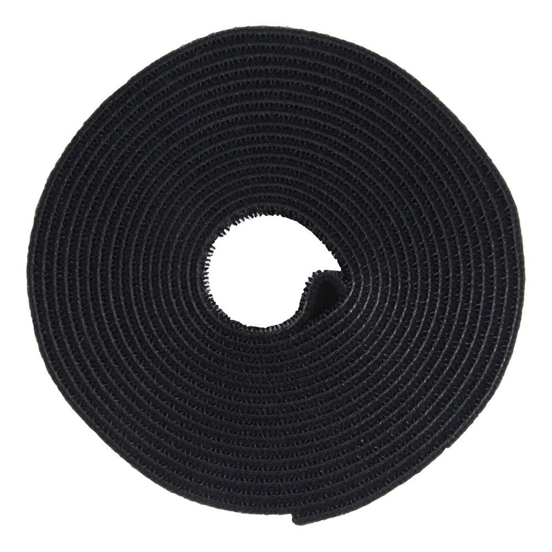 Utility Nylon Double-sided Black Hook & Loop Fastening Tape Strip Cable Tie Roll: Default Title