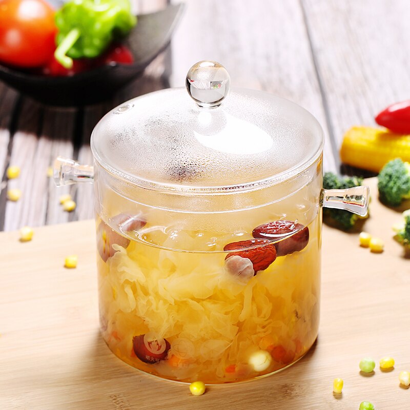Sartenes de vidrio de borosilicato para sopa, juego de ollas de cocina transparentes para la salud, utensilios de cocina de inducción, Sartenes de comedor Eg50tg