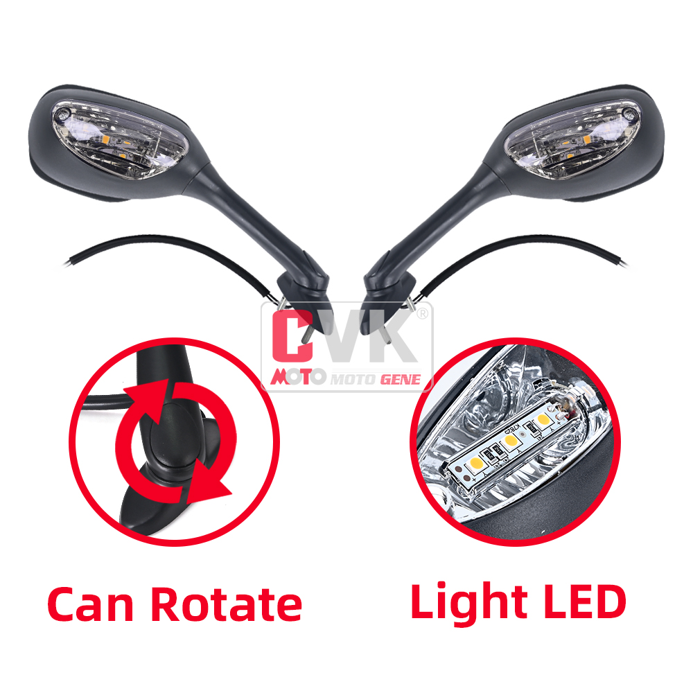CVK RearView Mirror LED Light For Suzuki GSXR600 GSXR750 GSXR1000 K5 K6 K7 K8 2005 2006 2007 Rear View Mirrors: Rotate Smoke LED