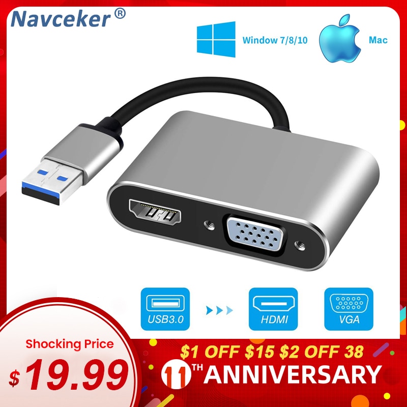 USB 3.0 to HDMI VGA Adapter Mac OS USB to VGA HDMI... Grandado