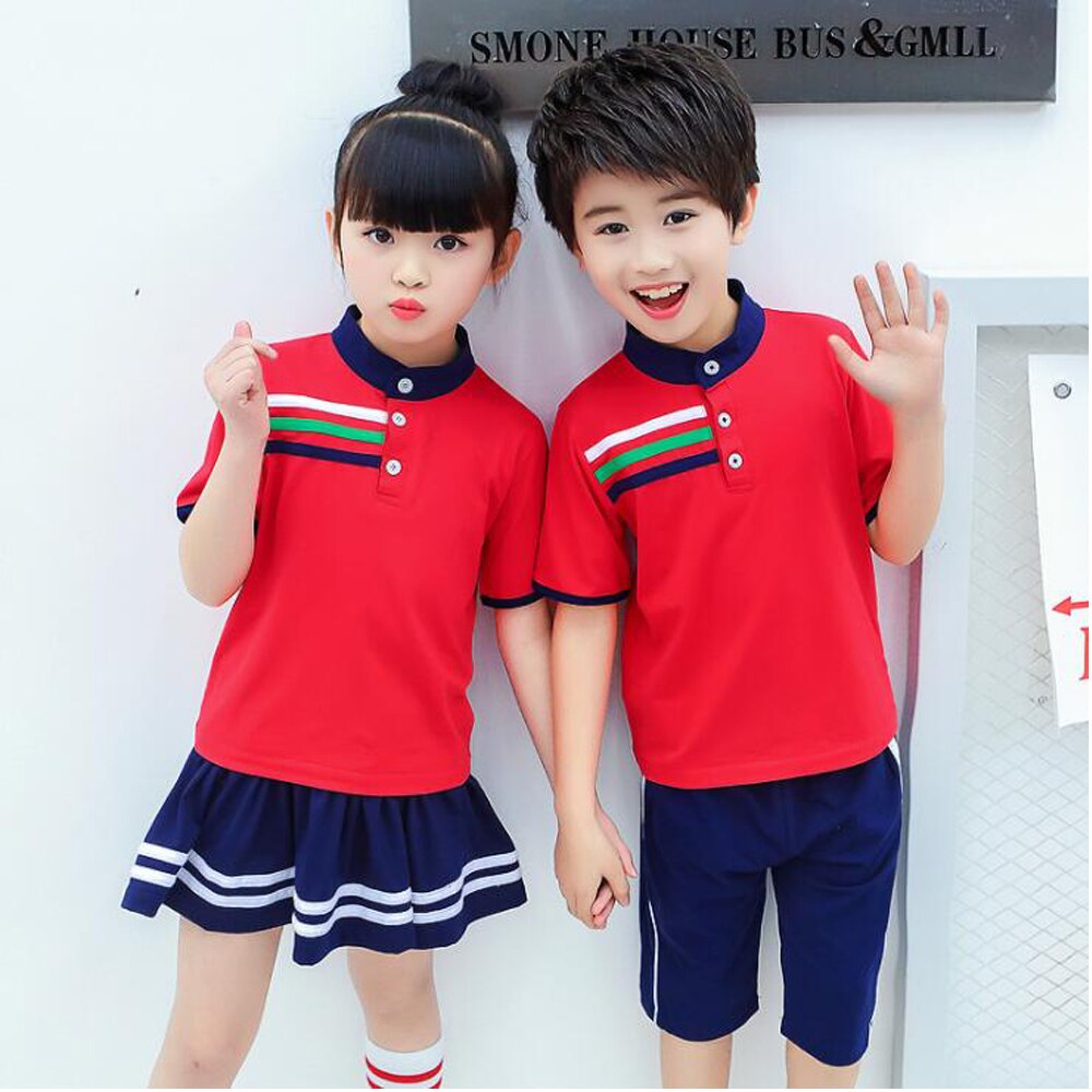 Red Plus Size Adults Children's Primary School Uniform Teen Students Chorus Costumes Kids Summer British School Uniforms Outfits